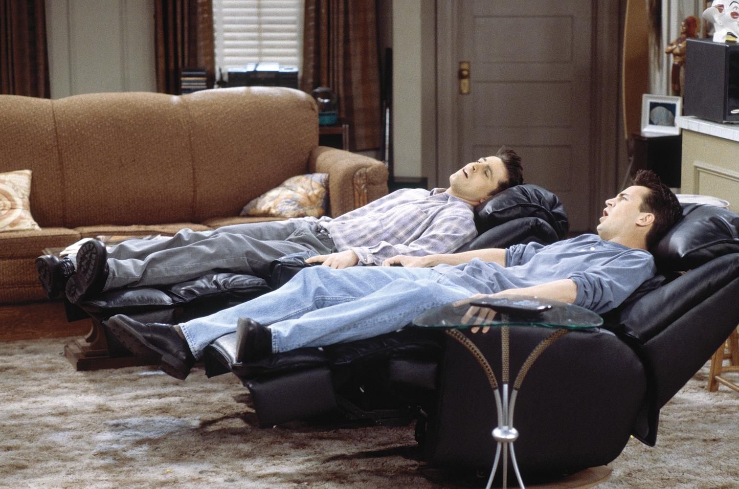 Joey and Chandler on the couch